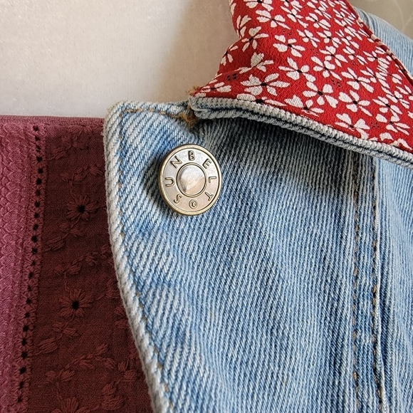 Vintage Gingham Paisley Floral Bandana Patch Pockets Denim Vest The Picket Fence - Picture 4 of 15